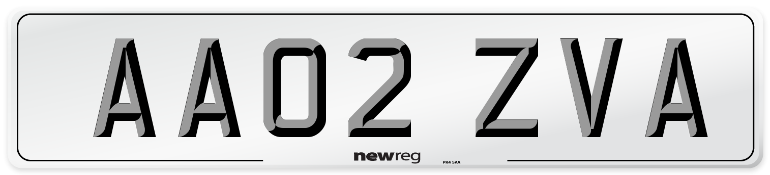 AA02 ZVA Number Plate from New Reg
